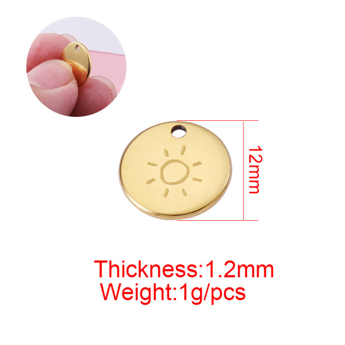 Titanium Steel 18K Real Gold Plating Ornament Accessories DIY Wafer Corrosion Sun Pendant