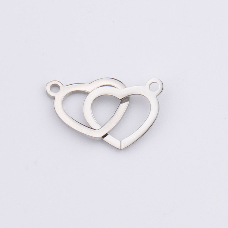 Stainless Steel Double Peach Heart Love DIY Double Hanging Ornament Accessories