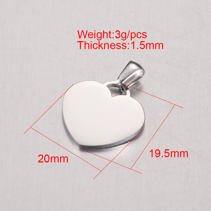 Stainless Steel Love Heart Pendant  DIY Peach Heart with Melon Seeds Can Carve Writing Ornament Pendant