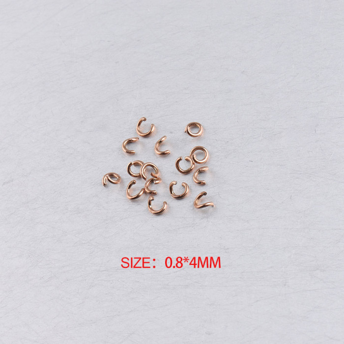 0.8 * 4mm Gold Rose Gold Stainless Steel Broken Ring Accessories Jewelry Single Circle 100 Pcs/Bag