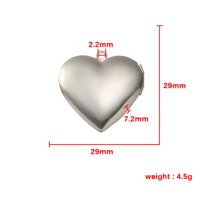 Stainless Steel Love Heart round and Square Photo Box Ornament Accessories DIY Photo Personalized Pendant