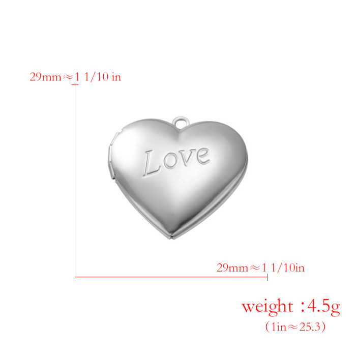 Stainless Steel Love Heart round and Square Photo Box Ornament Accessories DIY Photo Personalized Pendant