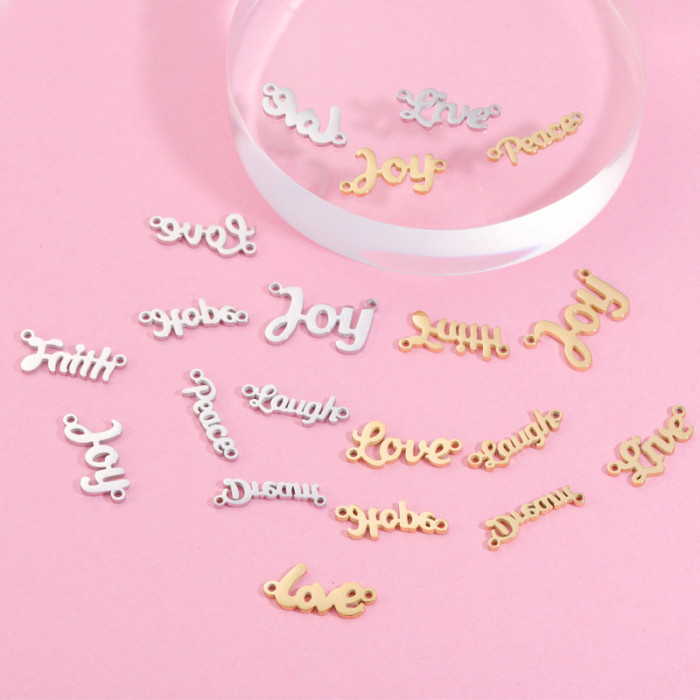 Titanium Steel Letter Connector DIY English Word Ornament Pendant Love Necklace Bracelet Accessories