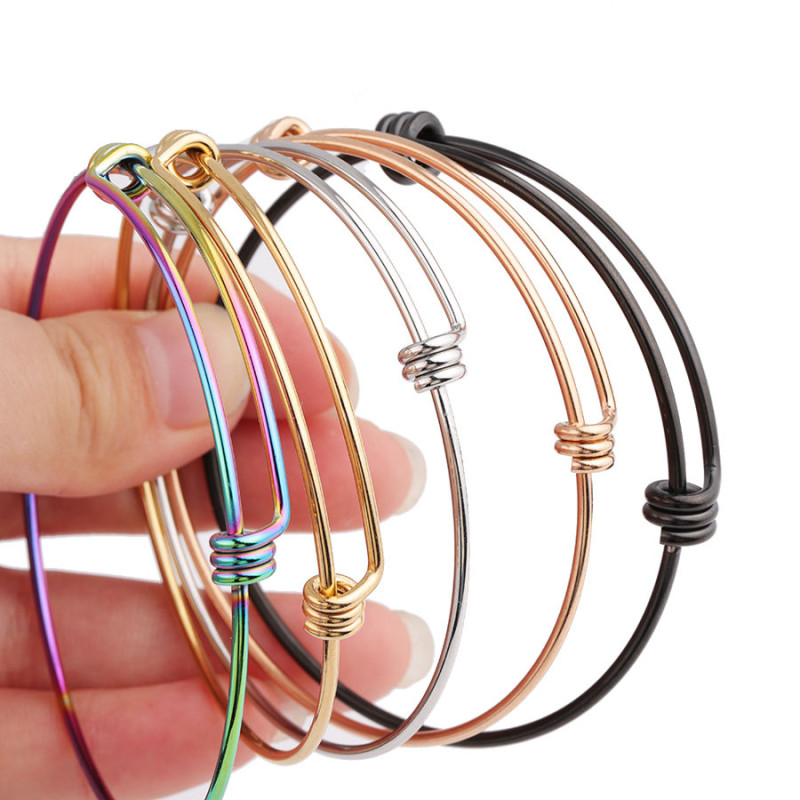 1.6mm Coil Bracelet Plasma Stainless Steel DIY Adjustable Open Wire Coil Bangle Bracelet
