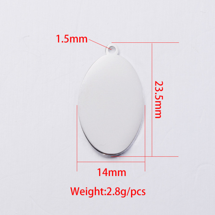 Mirror Stainless Steel Outer Hole Small Hangtag DIY Oval Laser Ornament Accessories