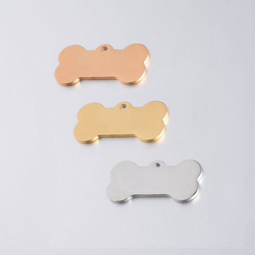 Stainless Steel Finishing Polish Mirror Dog Tag Carved Pendant DIY Lettering Dog Bone Tag 16 * 31mm
