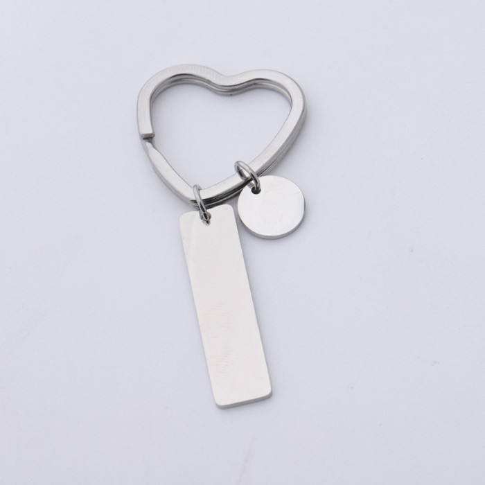 Stainless Steel Peach Heart Strip Anti-Lost Brand Phone Number Lettering Logo Men and Women Car Key Ring Pendant