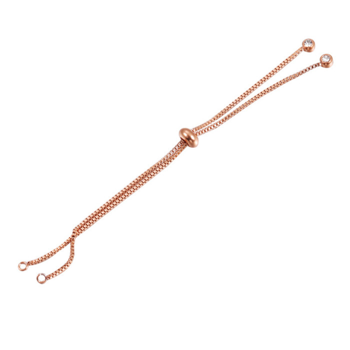 Stainless Steel Box Chian Bracelet Jewelry Accessories DIY Adjustable Bracelet Tail with Zircon Diamond Bracelet