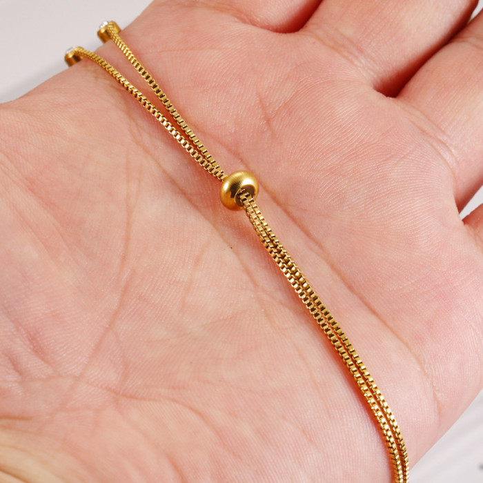 Stainless Steel Box Chian Bracelet Jewelry Accessories DIY Adjustable Bracelet Tail with Zircon Diamond Bracelet