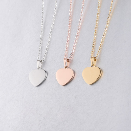 Personality Fashion Heart Love Heart Necklace DIY Stainless Steel Can Carve Writing Heart Shaped Pendant