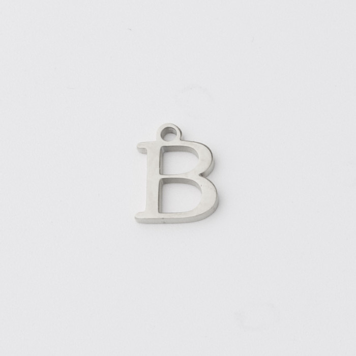 A- Z Stainless Steel English Letter Pendant Capital Single Hole DIY Necklace Ornament Clothing Name Pendant