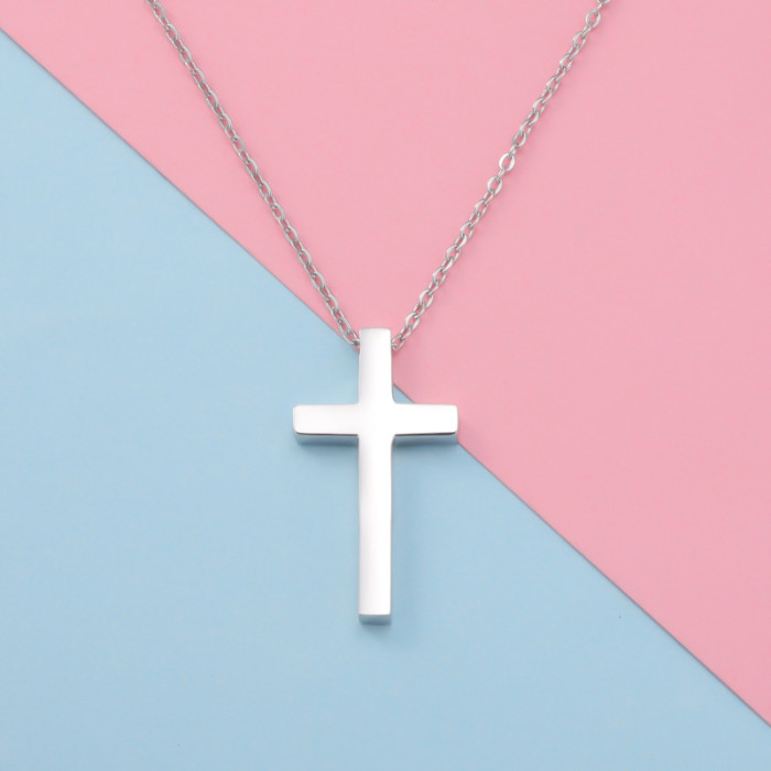 Personalized Titanium Steel Cross Necklace Retro Hip Hop Trendy Cross Couple Necklace