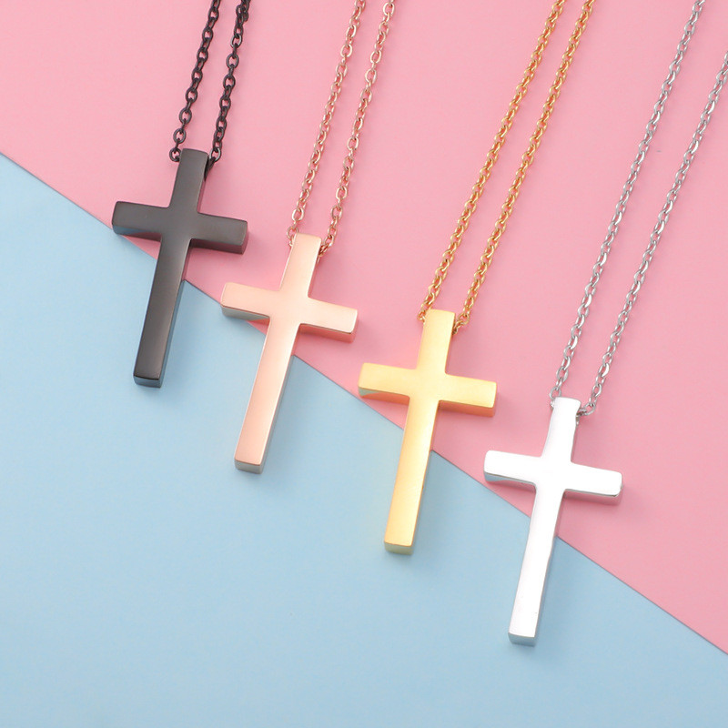 Personalized Titanium Steel Cross Necklace Retro Hip Hop Trendy Cross Couple Necklace