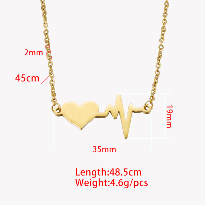 Couple Girlfriends Fashion Personalized DIY Necklace Stainless Steel ECG Laser Necklace Pendant