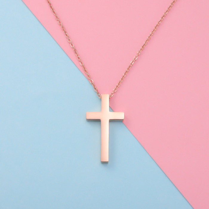 Personalized Titanium Steel Cross Necklace Retro Hip Hop Trendy Cross Couple Necklace