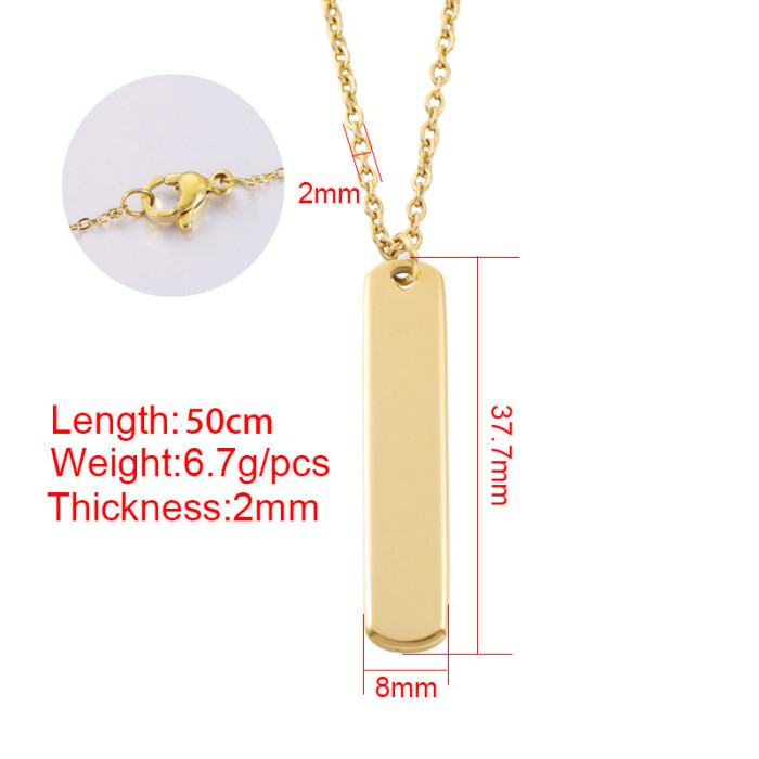 Personality Simple Stainless Steel Geometric Necklace Pendant Strip Rounded Corner DIY Can Be Laser Sculpture Pendant