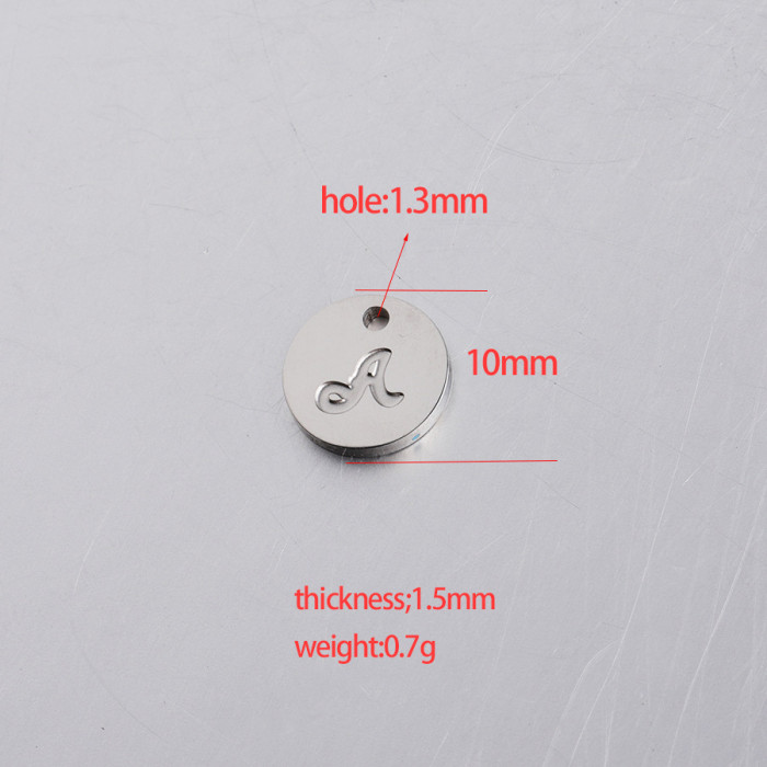 English Letters Pendant Ornaments Accessories Stainless Steel round Corrosion English Letters DIY Name Accessories