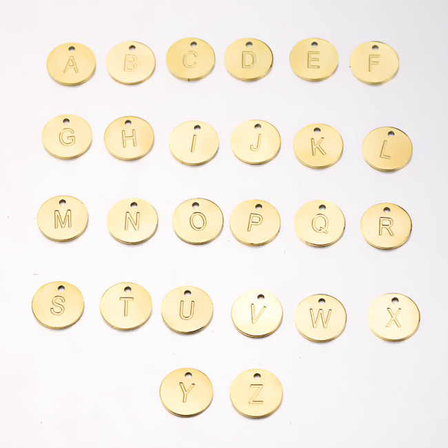 12mm Pendant Stainless Steel 26 English Letters pendant  Corrosion Letter DIY Accessories