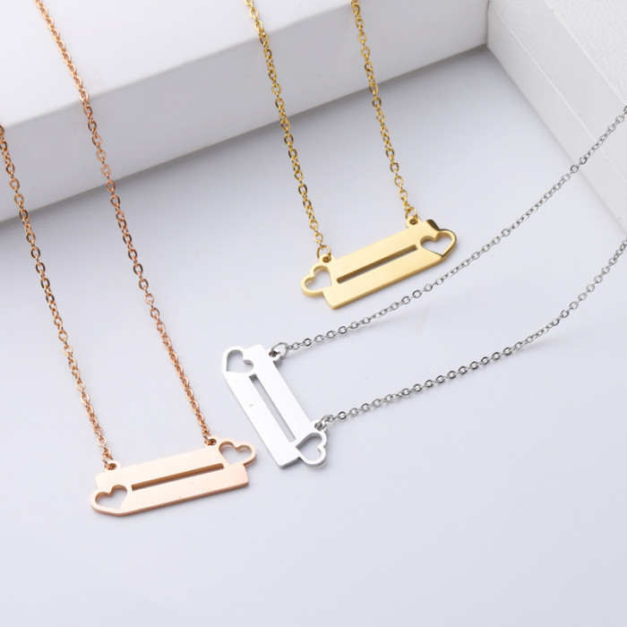 Simple Stainless Steel Fashion Necklace Ornament Hollow-out Double Peach Heart Strip DIY Personalized Necklace