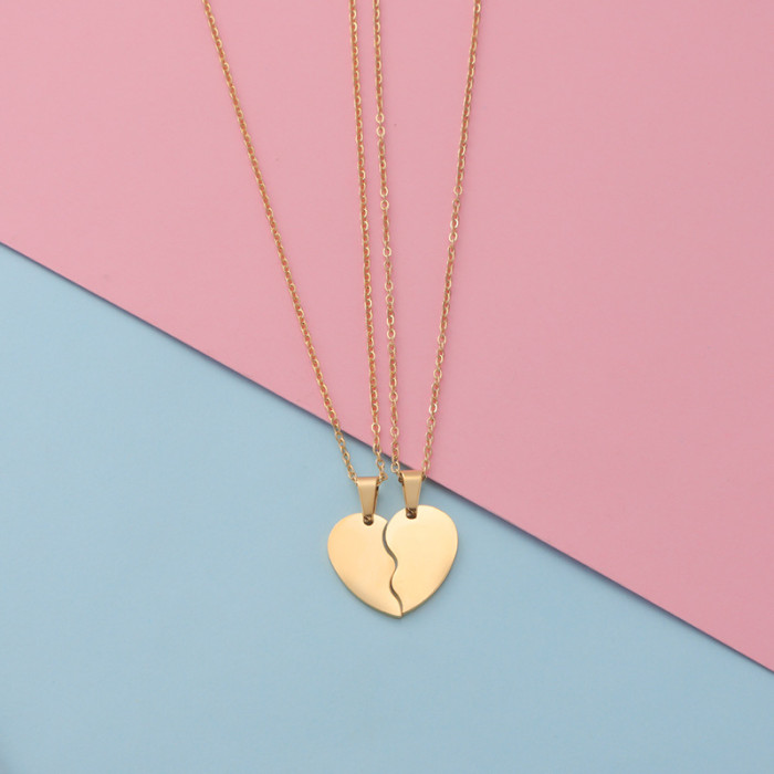 Heart-Shaped Personality Fashion Titanium Steel Couple Necklace Heart Love Heart Combination DIY Suit Pendant