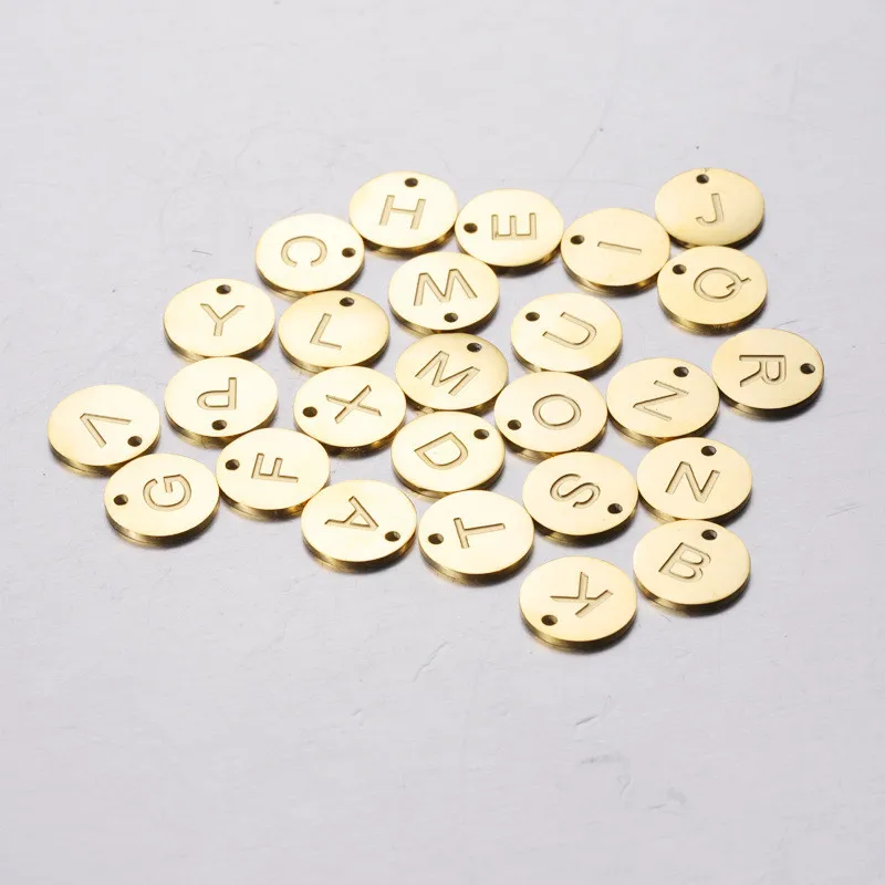 Stainless Steel Ornament Accessories DIY Wafer Corrosion English Letters A- Z Pendant 12mm