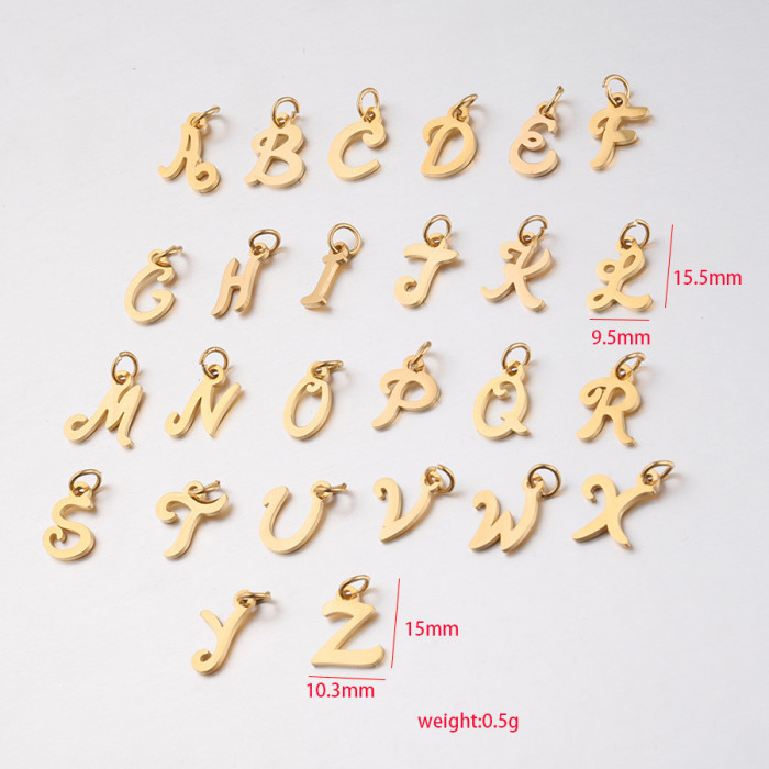 English Letters Pendant Parts with 0.8 * 5mm Hanging Ring Name DIY Accessory Stainless Steel 26 English Letters Pendant