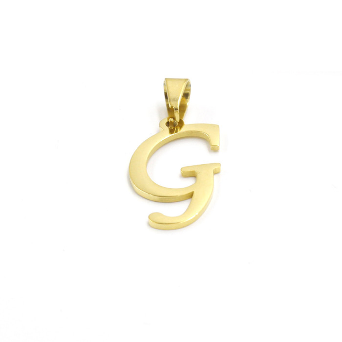 Stainless Steel Capital Letter Accessories Electroplating Real Gold English 26 Gold Ribbon Oval Buckle Pendant 30mm
