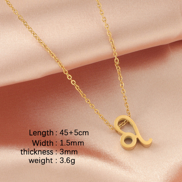 Stainless Steel Personality Twelve Constellations Necklace Ins Constellation Chain Cross Small Choker women