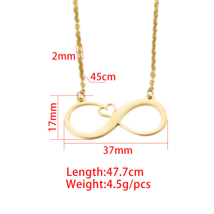 Girlfriends Couple Personality Simple Necklace Stainless Steel DIY Infinite Love Heart Pendant