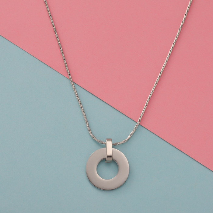 Simple Advanced Geometric Necklace Stainless Steel DIY Hollow Ring Circle Pendant