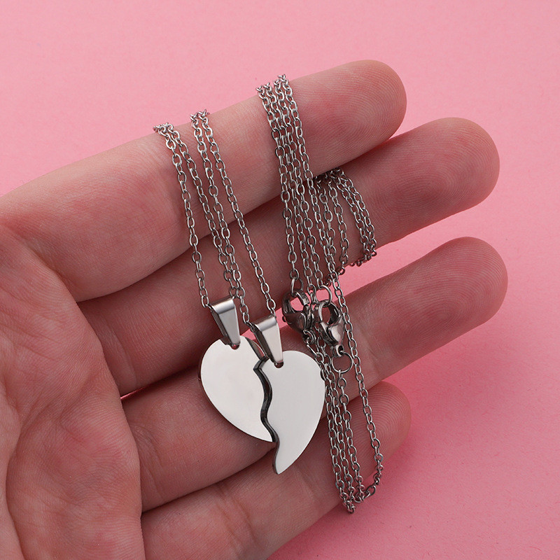 Heart-Shaped Personality Fashion Titanium Steel Couple Necklace Heart Love Heart Combination DIY Suit Pendant