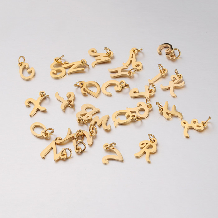 English Letters Pendant Parts with 0.8 * 5mm Hanging Ring Name DIY Accessory Stainless Steel 26 English Letters Pendant