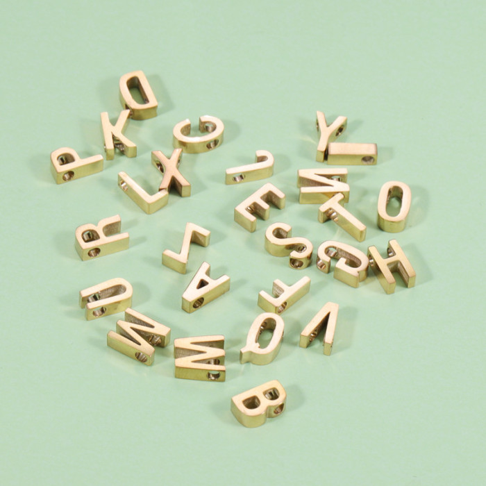 Stainless Steel Finishing Polish Gold Letters 1.8mm Small Hole Beads 26 English Letters A- Z Beads DIY Name Accessories