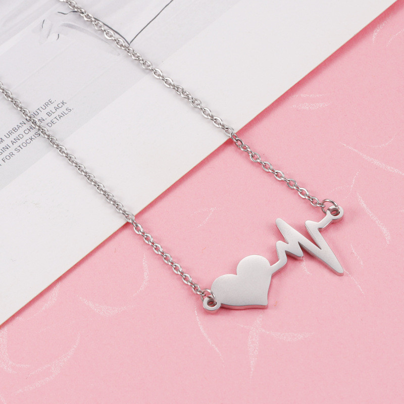 Couple Girlfriends Fashion Personalized DIY Necklace Stainless Steel ECG Laser Necklace Pendant