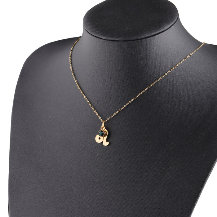 Gold Twelve Constellations Necklace Lucky Birthstones Birthday Stone Necklace DIY Constellation Necklace Stainless Ornament