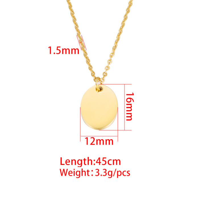 Personalized Fashion DIY Necklace Mirror Stainless Steel Oval Laser Logo Pendant Necklace Women
