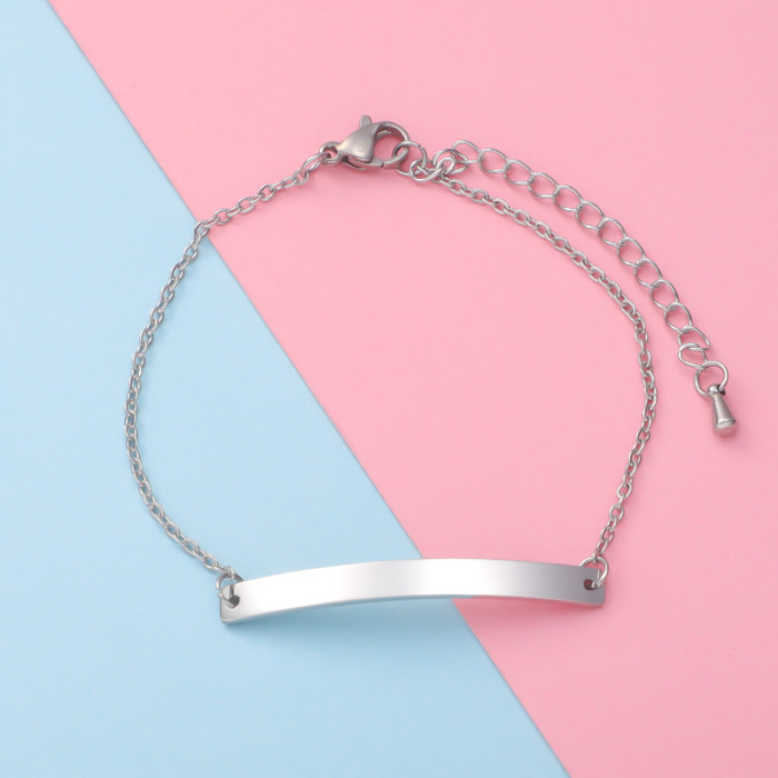 Titanium Steel Bracelet Simple Geometric Trend Curved Strip DIY Bracelet Adjustable Lettering Bracelet