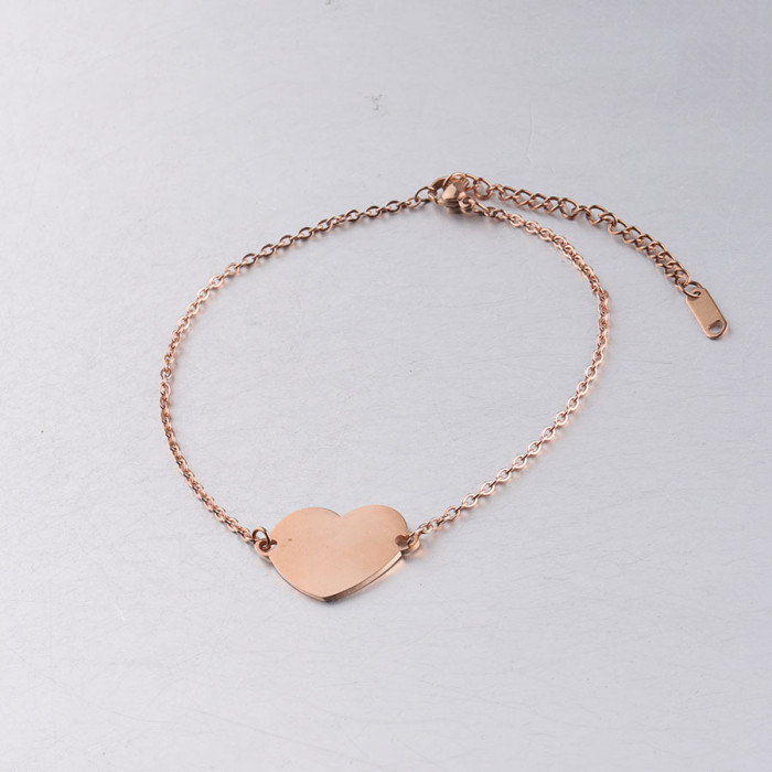 Stainless Steel Love Heart Anklet Simple Women's Fashion Love Anklet  23.5 cm