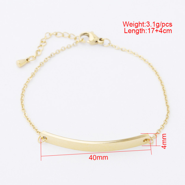 Titanium Steel Bracelet Simple Geometric Trend Curved Strip DIY Bracelet Adjustable Lettering Bracelet