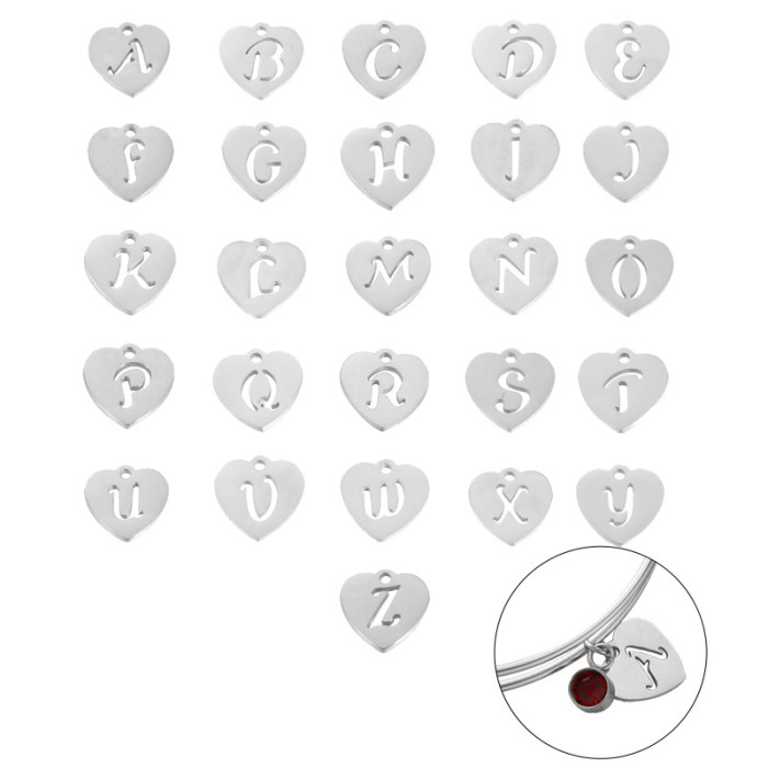 DIY Personality Fashion Stainless Steel Adjustable Spring Coil Bracelet Birthstone Love Heart Letter Bracelet