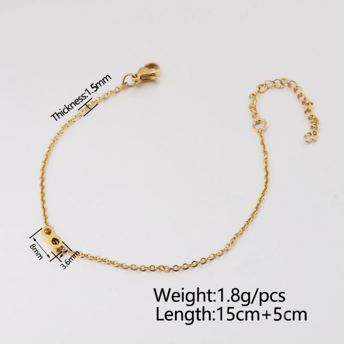 Stainless Steel Small Hole Beads Infinite Eternal Bracelet DIY Simple Fashion Couple Infinite Anklet