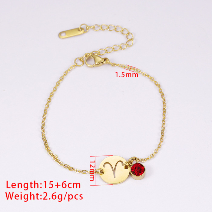 Simple Fashion Stainless Steel Twelve Constellation DIY Birthday Stone Bracelet Personalized Bracelet