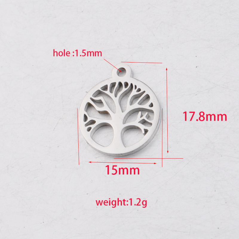 Hollow Lucky Tree Pendant Parts Stainless Steel DIY Ornament Accessories 15 * 17mm