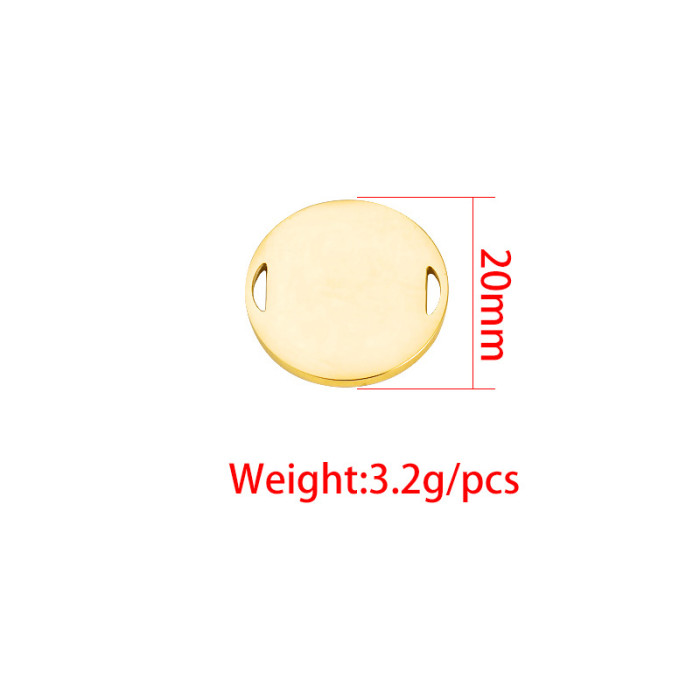 Stainless Steel Wafer Ornament Accessories DIY Double Hole Lettering Small Round Pendant 20mm