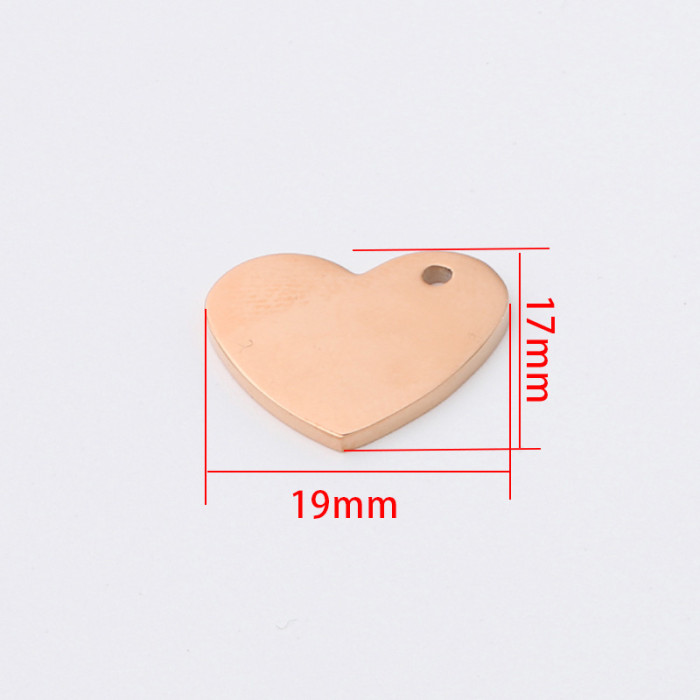 22*25mm Peach Heart Pendant Can Be Engraved Stainless Steel DIY Jewelry Accessories