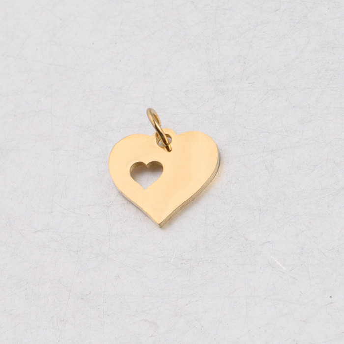 13 * 16mm Double Love Heart Small Pendant DIY Personalized Stainless Ornament Accessories