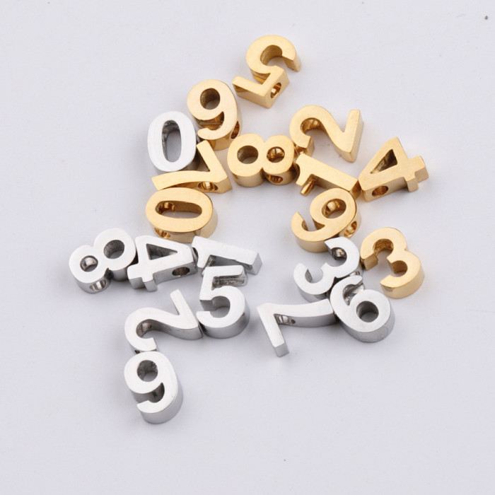 Stainless Steel Mirror Digital Small Hole Beads 0-9 Ornament Accessories DIY Digital Beads Pendant