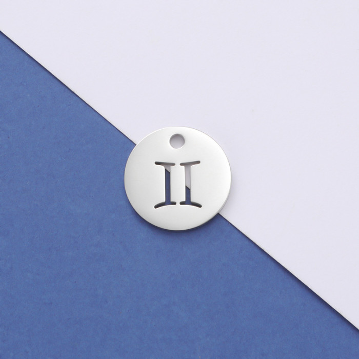 Itanium Steel Round Hollow 12 Constellation Jewelry Accessories DIY Personality Pendant 18mm
