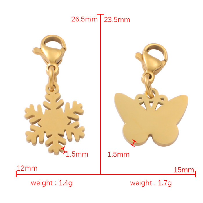Ornament Accessories DIY Snowflake Stainless Steel Key Ring Pandent