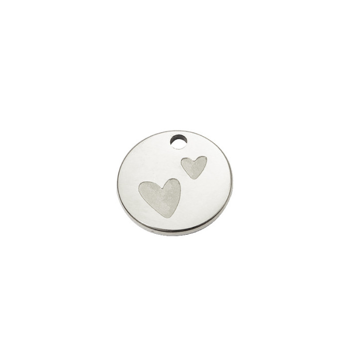 Titanium Steel 18K Furnace Real Gold Accessories DIY Rounded Round Corrosion Heart Love Heart Small Pendant Tag